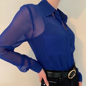 royal blue chiffon blouse